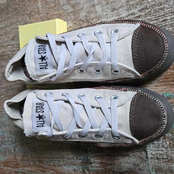 CONVERSE ALL STAR Beige Canvas with Tweed wrap. WMN 6 MENS 4 EUC UNISEX - Picture 3 of 12